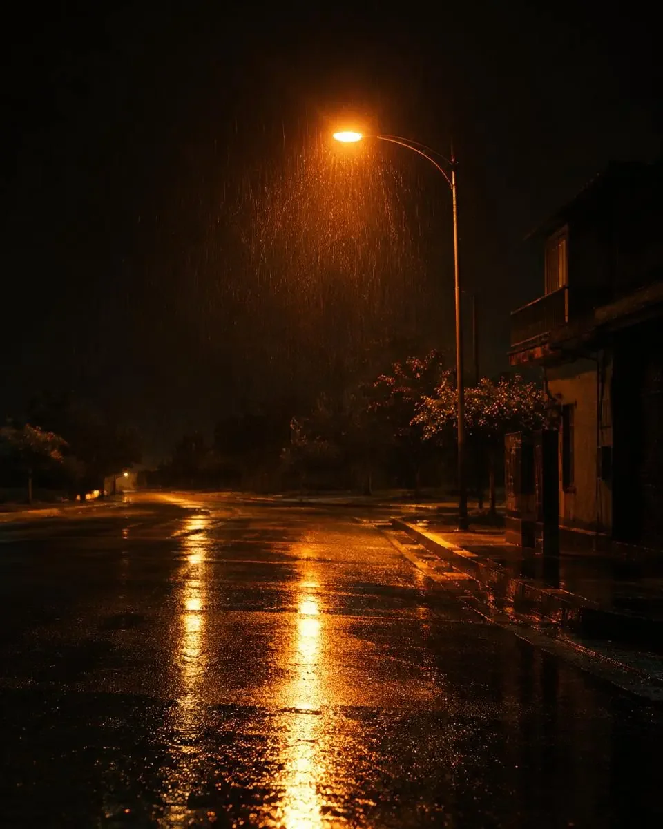 瓜老师笔记剧组风云封面：橙灯下雨夜的空街与湿地面反光